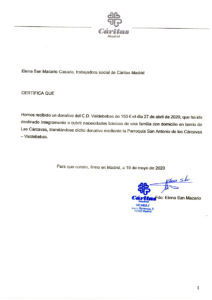 Certificado Donacion Caritas C.D.Valdebebas